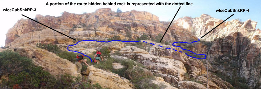 Diagram of the route after the first major climb out of Ice Box Wash.