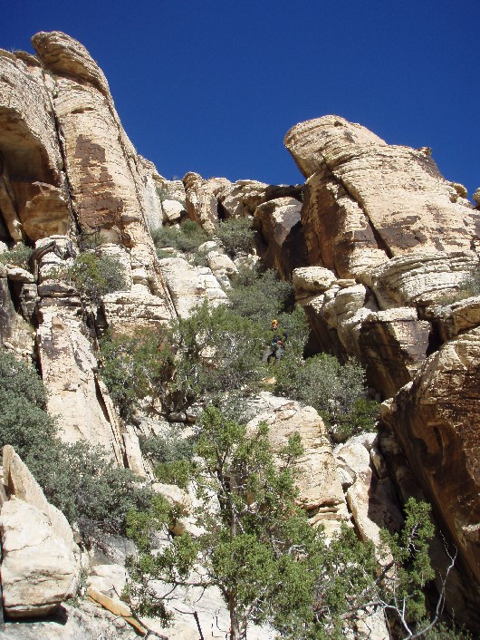 A look too far up the first gully.