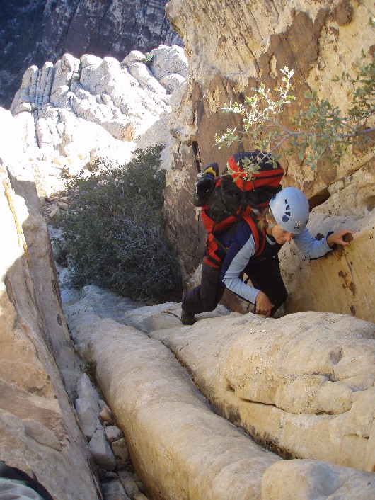 Climb the short crevice - chute.