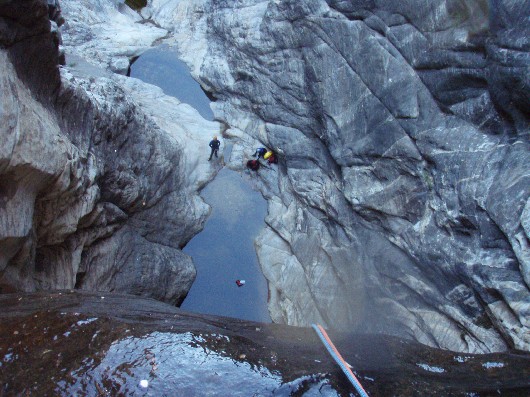 A view from the ledge pat way down the water fall.